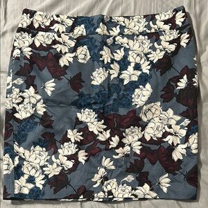 LOFT Blue and Purple Mini Pencil Skirt Casual